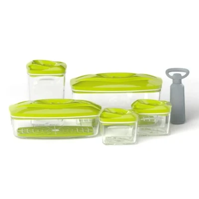 Image de Dafi Ensemble de récipients sous vide SeeYoo Pompe incluse Prolongation la durée conservation Prévention du gaspillage alimentaire Facile à utiliser Lot 5 pcs. Citron vert