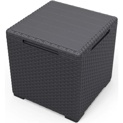 Image de Keter Vigo Storage Box Table d&#039;appoint de Jardin avec Fonction Rangement supplémentaire 37x37x37cm boîte Rangement, Graphite