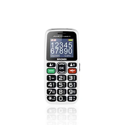 Image de BRONDI Ami Unique, téléphone Portable, déverrouillé, 0,02 Go, GSM pour Personnes âgées avec de Grandes Touches, Bouton SOS et Fonction à Distance, Double SIM, Volume élevé, Blanc