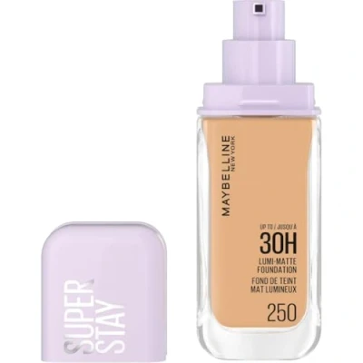 Image de Maybelline New York Fond de Teint Liquide Longue Tenue Ultra Résistant Fini Mat Lumineux Enrichi en Acides Aminés Tous les Types Peau Superstay 30H Lumi Matte Teinte : 250 35ml