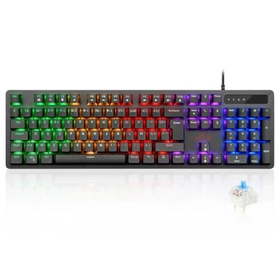 Image de Rii Clavier Gamer AZERTY FR Nouveauté USB Filaire Rétroéclairé LED PC Gaming PS4 PS5 Mac Noir
