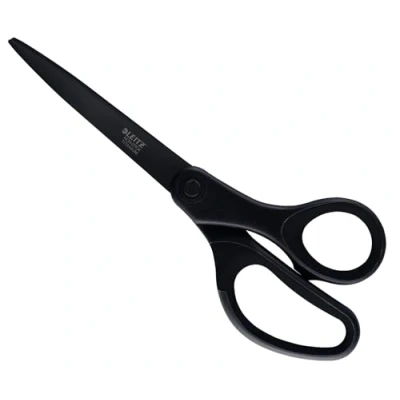 Image de Leitz Ciseaux Titane, Pour Droitiers ou Gauchers (Ambidextre), 205 mm, Anti adhésif, Fournitures de Bureau, Grip Ergonomique, Noir