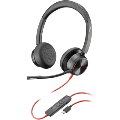 Image de Micro casque filaire haut de gamme Poly Blackwire 8225 Annulation active du bruit Son binaural hi fi Connexion à un PC/Mac Certifié Microsoft Teams