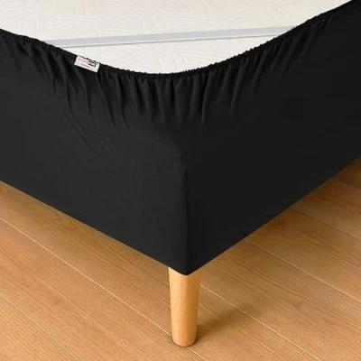 Image de WRAPPYBAG Cache Sommier 180 x 200 en Coton avec Élastiques Rénovez et Modernisez Votre Ancien Couleur Noir 6 Tailles Disponibles