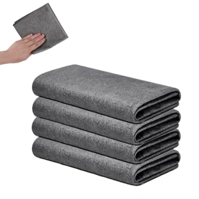 Image de TRKETK 4 Pièces Chiffons de Nettoyage Chiffon épaissi sans Traces Microfibre Épaissi Réutilisables pour Cuisines Verre Bain Voitures et Fenêtres