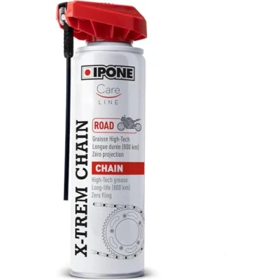 Image de IPONE Graisse de Chaîne pour Moto Route X trem Chain Road Diffuseur Multi positions Tenue longue durée 800 kms Pulvérisation précise sans projection Visible à l&#039;application 250 ml