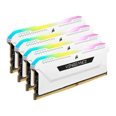 Image de Corsair Vengeance RGB Pro SL 64 Go Mémoire RAM (4x16 Go) DDR4 3600 (PC4 28800) C18 1.35V Blanche CMH64GX4M4D3600C18W