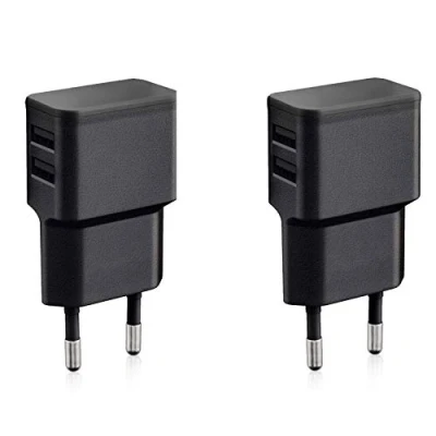 Image de Wicked Chili 2X Double Chargeur USB 12W / 2400mA Pro Series Alimentation Universelle adaptée pour téléphone Portable, Batterie Externe et Enceinte Bluetooth (90 ,USB 2 Voies) Noir