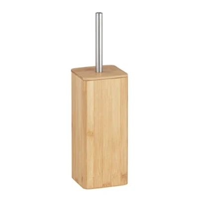 Image de WENKO brosse WC Bambusa, fermée en bambou durable avec tête de noire remplaçable Ø 8 cm, porte WC, bambou, 10,1 x 37,5 marron