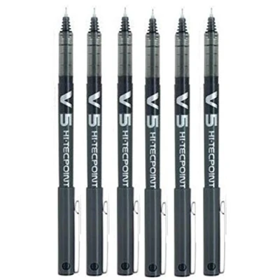 Image de Pilot BX V5 Hi Tecpoint Lot de 6 stylos roller extra fins Noir Pointe 0,5 mm 0,3