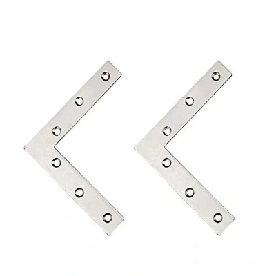 Image de Tiberham Lot de 2 équerres d&#039;angle plates en forme L 120 x mm acier inoxydable pour réparation droit, étagère bois, table, chaise