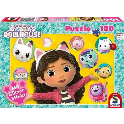 Image de Schmidt Spiele 56475 Puzzle à Paillettes, Gabbby et Ses Amis, 100 pièces pour Enfants, Multicolore