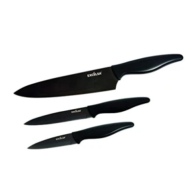 Image de Excelsa Enjoy Home Lot de 3 couteaux en titane Noir