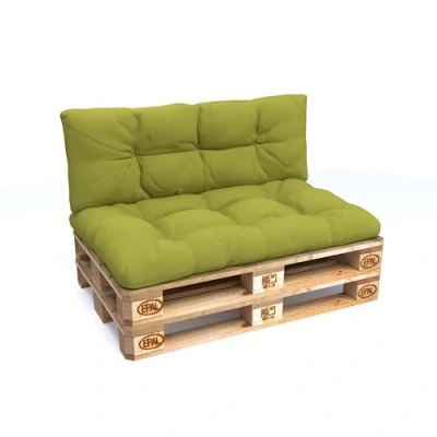 Image de POKAR Set de 2 Coussins Matelassé pour Palettes Euro: 1x Assise 120x80cm + Dossier 120x40cm, en Mousse formée à Froid, Canapé Jardin, Intérieur et Extérieur, sans Palette, Vert Lime