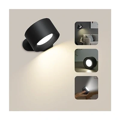 Image de Feallive Lampes de lecture LED murales, appliques murales avec port charge USB, 3 niveaux luminosité 1800 mAh, rotation à 360, contrôle tactile intensité variable.