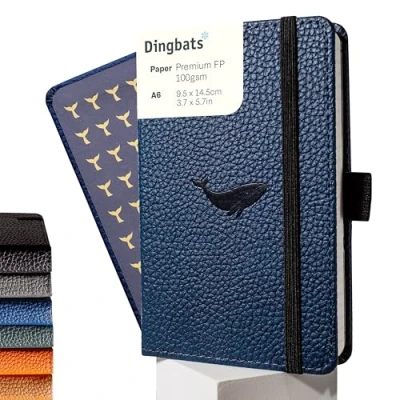 Image de Faune petit carnet de notes A6 blanc couverture rigide, journal en cuir PU poche, fermeture élastique, porte stylo, marque page