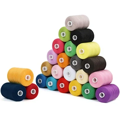 Image de Curtzy Assortiment de Bobine Fil pour Machine a Coudre en Polyester (24 Couleurs) Bobines 6 cm et 914 m 24 Couleurs à Broderie la Main