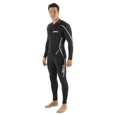 Image de SEAC Invidia Man, néoprène 3 mm, Ultrastretch, Combinaison monopièce avec Zip Frontal pour la plongée, Le Snorkeling et l&#039;apnée, Noir, M