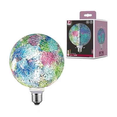 Image de Paulmann 28749 Lampe LED Miracle Mosaic G125 Globe 5 watts gradable Ampoule Multicolor LumiÃšre efficace Blanc chaud 2700 K E27