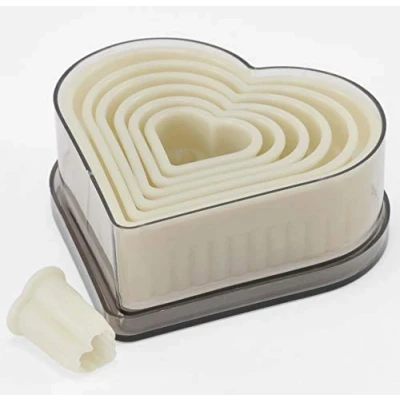 Image de Thermohauser 8300031462 Set de Découpoirs en Nylon Coeur Ondulé Blanc Diamètre 2,5 11,2 cm, 7 pièces