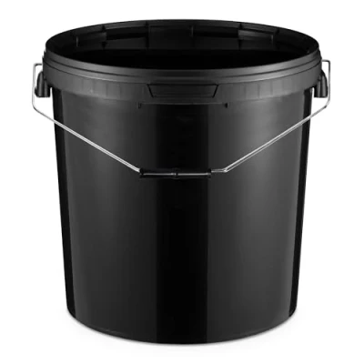 Image de BenBow Seau avec Couvercle 30L Noir 1x 30 litres apte aux Aliments, Robuste, hermétique, étanche, sans Odeur conteneur en Plastique, poignées Vide