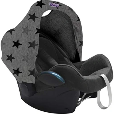 Image de Dooky Hoody auvent de protection solaire pour porte bébés ou poussettes (design : Grey Stars, avec UV 40+, groupe d&#039;âge 0+, convient à la plupart des marques),