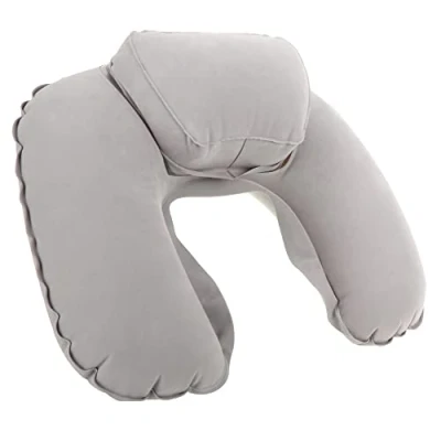 Image de com four® 1x Oreiller de Soutien Nuque Gonflable Pratique à gonfler Voyage pour Les déplacements avec Un accru la (Augmenté 1 pièce Gris)