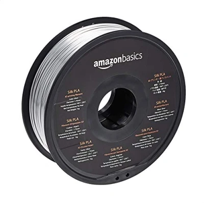 Image de Amazon Basics Filament PLA Soie pour imprimante 3D 1.75 mm Argenté (effet soie) 1 kg