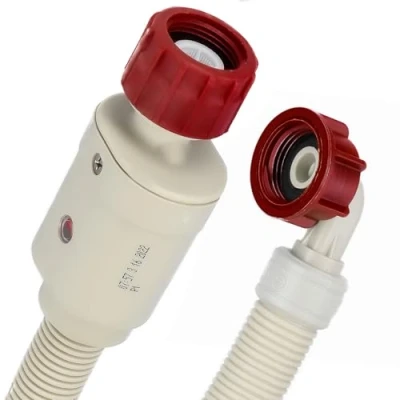Image de Kenekos 1,5m 3m Tuyau Aquastop 3/4 pouce filetage max. 90C, d&#039;arrivée de sécurité incl. soupape sécurité+filtre à saletés pour lave linge, 2 m
