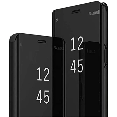 Image de BoerHang Coque pour Samsung Galaxy S24, Smart Clear View Cover, Standing Case, Translucide 360​​de Protection.(Noire)