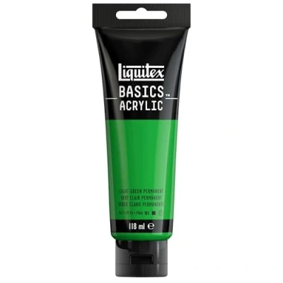 Image de Liquitex 8870024 Basics peinture acrylique, artistique monopigmentée, résistante à la lumière, qualité archive, finition satinée, tube de 118 ml Vert Fixe Clair