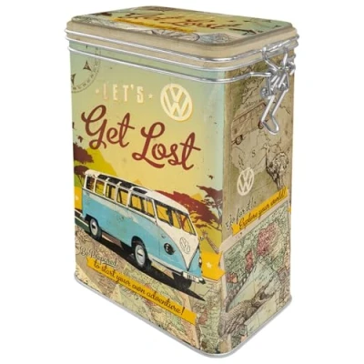 Image de Nostalgic Art Boîte à café rétro, VW Bulli Get Lost Idée de cadeau pour le bus VW, Récipient avec couvercle aromatique, Design vintage, 1,3 l