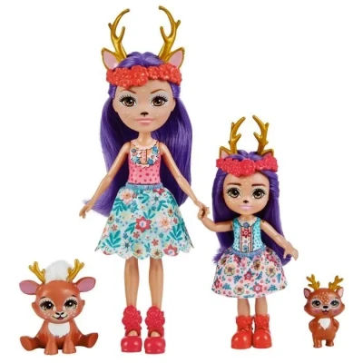 Image de Enchantimals Coffret Sœurs avec Mini poupées Danessa et Danetta Biche, 2 Figurines animales Accessoires, Jouet pour Enfant, HCF80 Multicolore