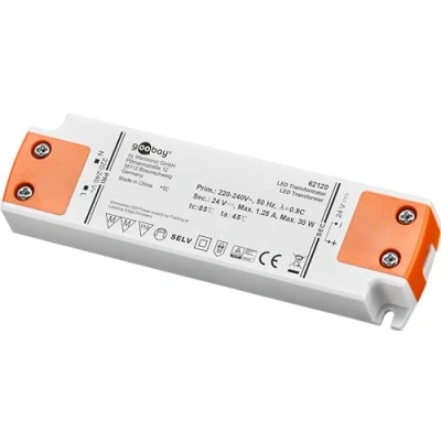 Image de goobay 62120 LED Transfo 24v Dimmable/Transfo 230v sur LED/Transformateur DC pour LEDs jusqu&#039;à 30 W de charge totale/Pilote dimmable avec protection contre les surtensions