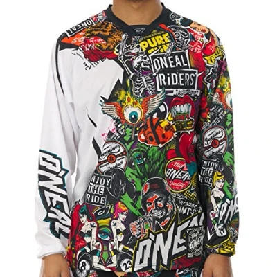 Image de O&#039;NEAL Maillot Moto Enduro Matériau performant, léger et à séchage Rapide, Design sans col Mayhem Crank Adulte Noir/Multi Taille S
