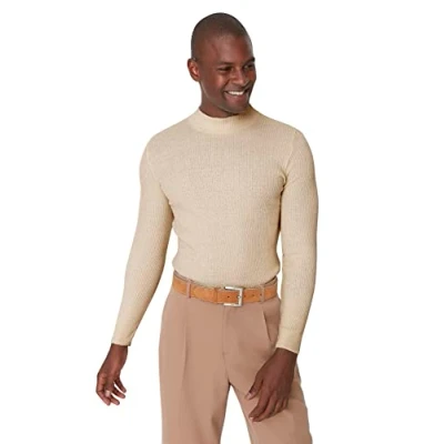 Image de Trendyol Pull Slim uni à col Montant Maillot de survêtement, Ecru, M Homme