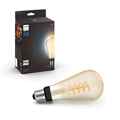 Image de Philips Hue White Ambiance, ampoule LED connectée E27 Filament ST72, compatible Bluetooth, fonctionne avec Alexa, Google Assistant et Apple Homekit