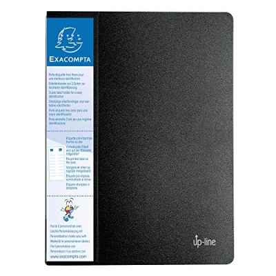 Image de Exacompta Réf. 88101E 1 Protège documents avec porte étiquette 3 faces Up Line 10 pochettes 20 vues pour A4 dimensions 24 x 32 cm couverture en polypro rigide opaque couleur noir