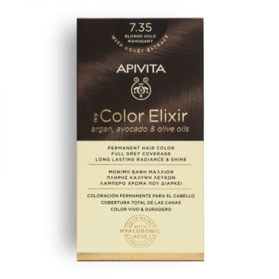 Image de Apivita Coloration Hair Colour Color Elixir Permanent 7.35 Blonde Gold Mahogany