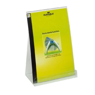 Image de Durable 859419 Présentoir de Table Mixte Porte Affiche Documents Format A4 Incliné Transparent Lot 2