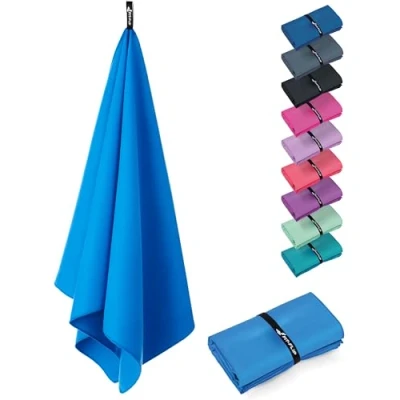 Image de Fit Flip Serviette Microfibre de Bain Plage compacte, Ultra légère et Rapidement sèche Sport Musculation (1x 30x50cm Bleu Azur)
