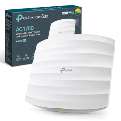 Image de TP Link AC1750 Wireless Access Point, Wi FI Dual Band with MU MIMO, 2 Gigabit Ethernet Ports Support 802.3af/at/48V Passive PoE, Advanced Performance in High Density Environments (EAP265 HD)