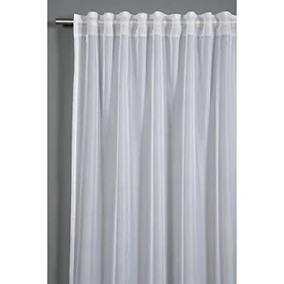 Image de GARDINIA Rideau à Passants Dissimulés et Galon Fronceur, Voile Uni, Translucide Transparent, Blanc, 450 x 175 cm