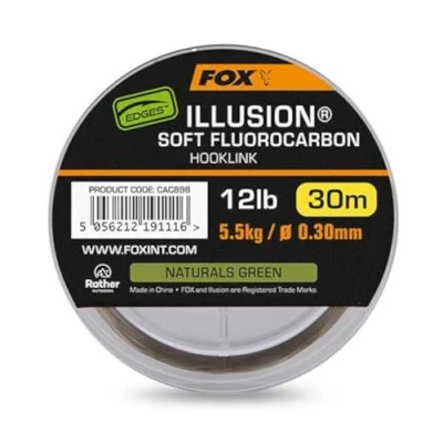 Image de Fox Edges Illusion Soft Fluorocarbon Hooklink Naturals Green 0.30mm (5.5kg) 30m Matériel bas de ligne carpe