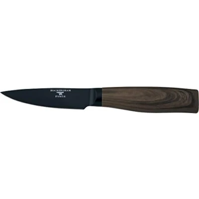 Image de Rockingham Forge Forester Series 3.5 couteau d’office lame en acier inoxydable avec un revêtement d’oxyde noir, poignée ergonomique bois