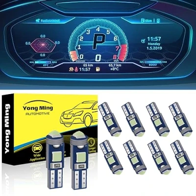 Image de YONGMING Ampoules Led Bleu Glace T5 74 70 37 2721 3528 1 3030 Smd Pour Indicateur De Vitesse IntéRieur Voiture Tableau Bord Lumineux
