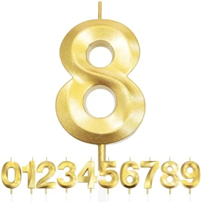Image de Bougies D&#039;anniversaire pour 8 Ans, 3D Bougie Numéro 8, Numérotées, Décorations de Dessus Gâteau, Gâteau Fête D&#039;anniversaire, Anniversaire Mariage