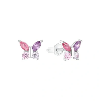 Image de Amor boucles d&#039;oreilles en argent 925 sterling pour les filles et enfants, avec zirconium synthétisé, 0,7 cm, argent, papillon, Livré dans une boîte cadeau de bijoux