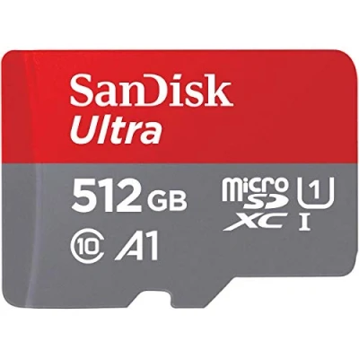 Image de SanDisk Ultra 512 GB microSDXC Memory Card + SD Adapter with A1 App Performance Up to 100 MB/s, Class 10, U1, Red/Grey