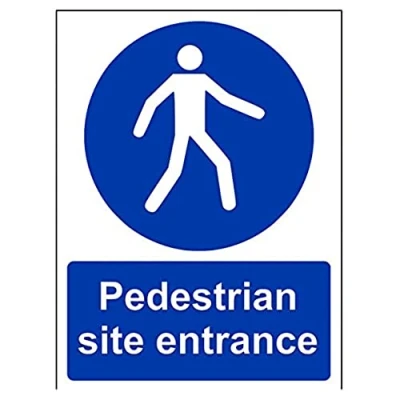 Image de VSafety Panneau d&#039;entrée de site piétons Portrait 150 mm x 200 Vinyle autocollant